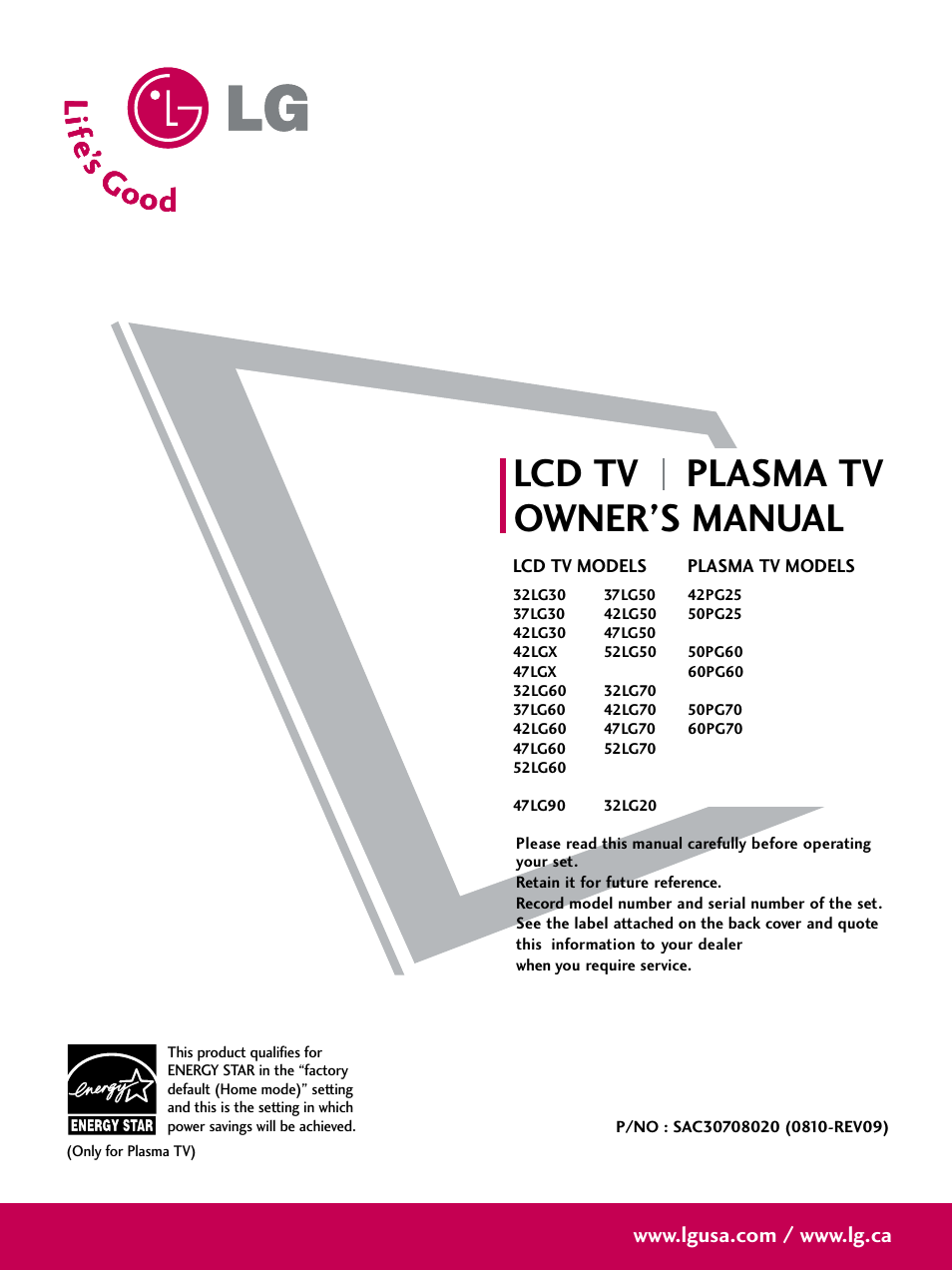 LG 32LG70-UA User Manual | 152 pages