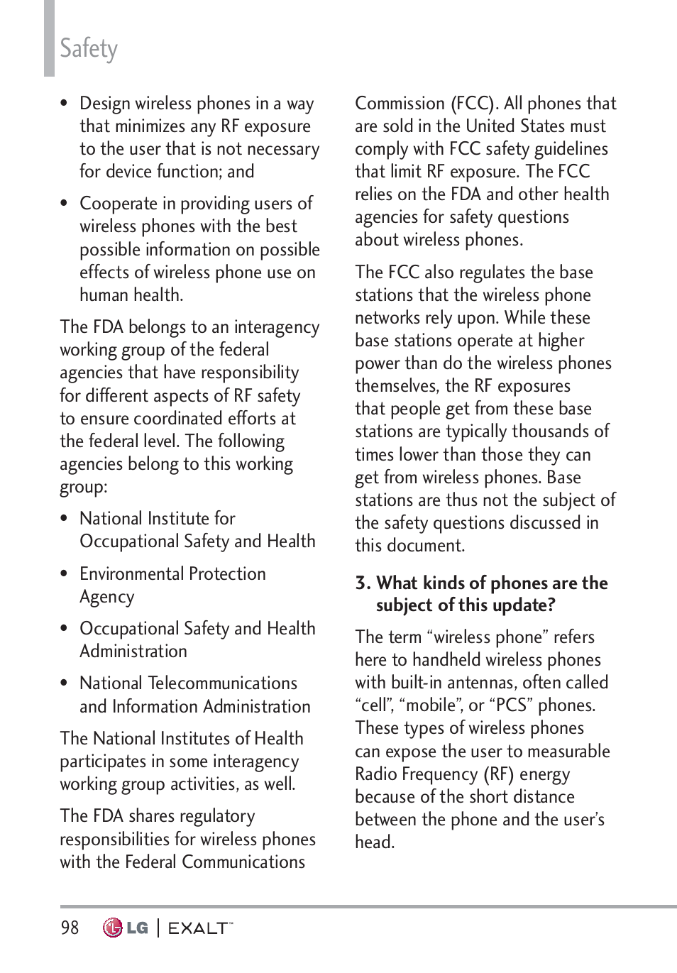 Safety | LG LGVN360 User Manual | Page 100 / 121