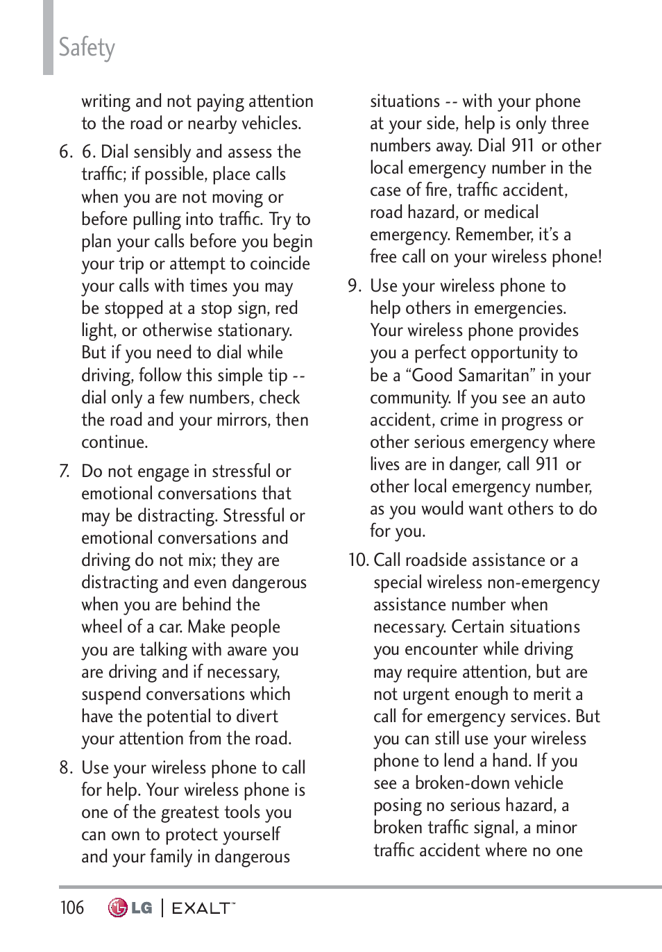 Safety | LG LGVN360 User Manual | Page 108 / 121