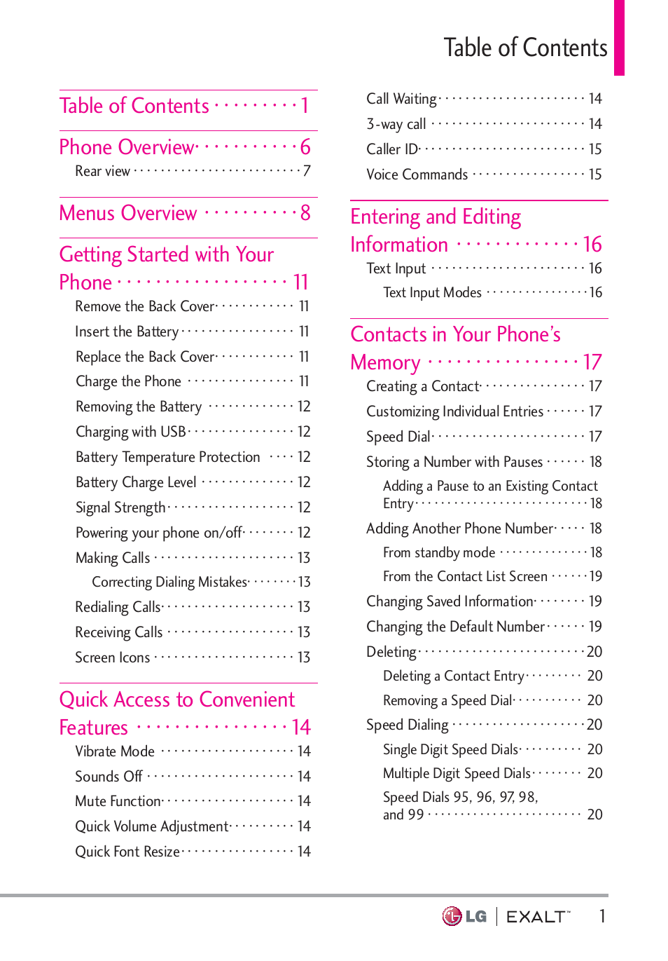 LG LGVN360 User Manual | Page 3 / 121