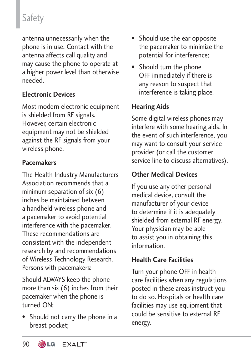 Safety | LG LGVN360 User Manual | Page 92 / 121