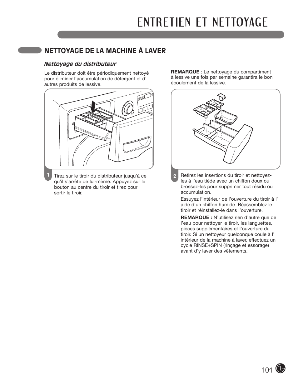 Nettoyage de la machine à laver | LG WM2801HRA User Manual | Page 101 / 116