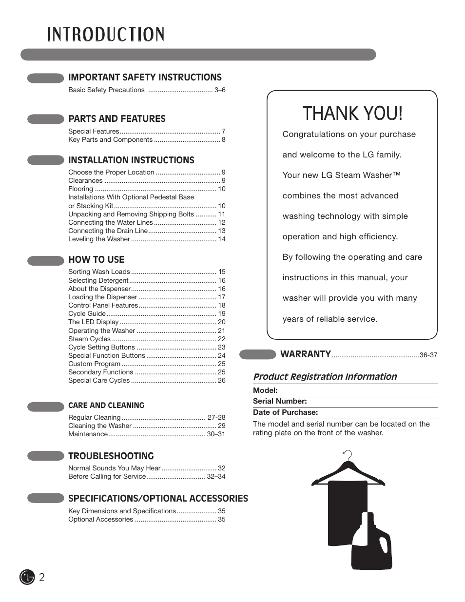 LG WM2801HRA User Manual | Page 2 / 116
