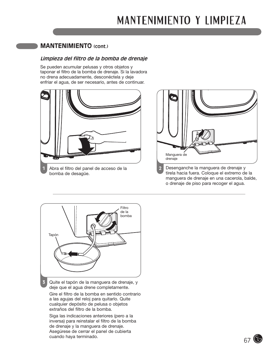 Mantenimiento | LG WM2801HRA User Manual | Page 67 / 116