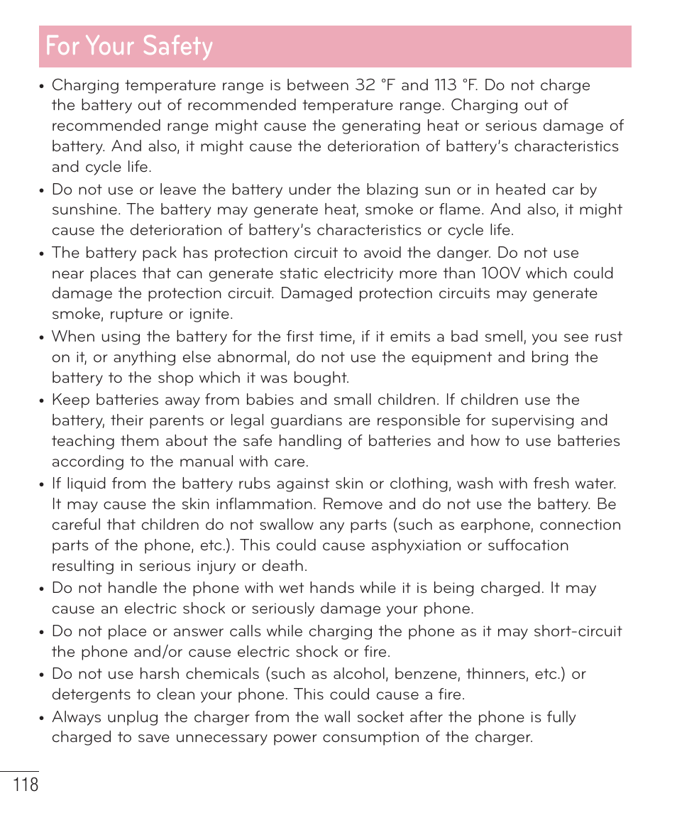 For your safety | LG LGD851TN User Manual | Page 119 / 145