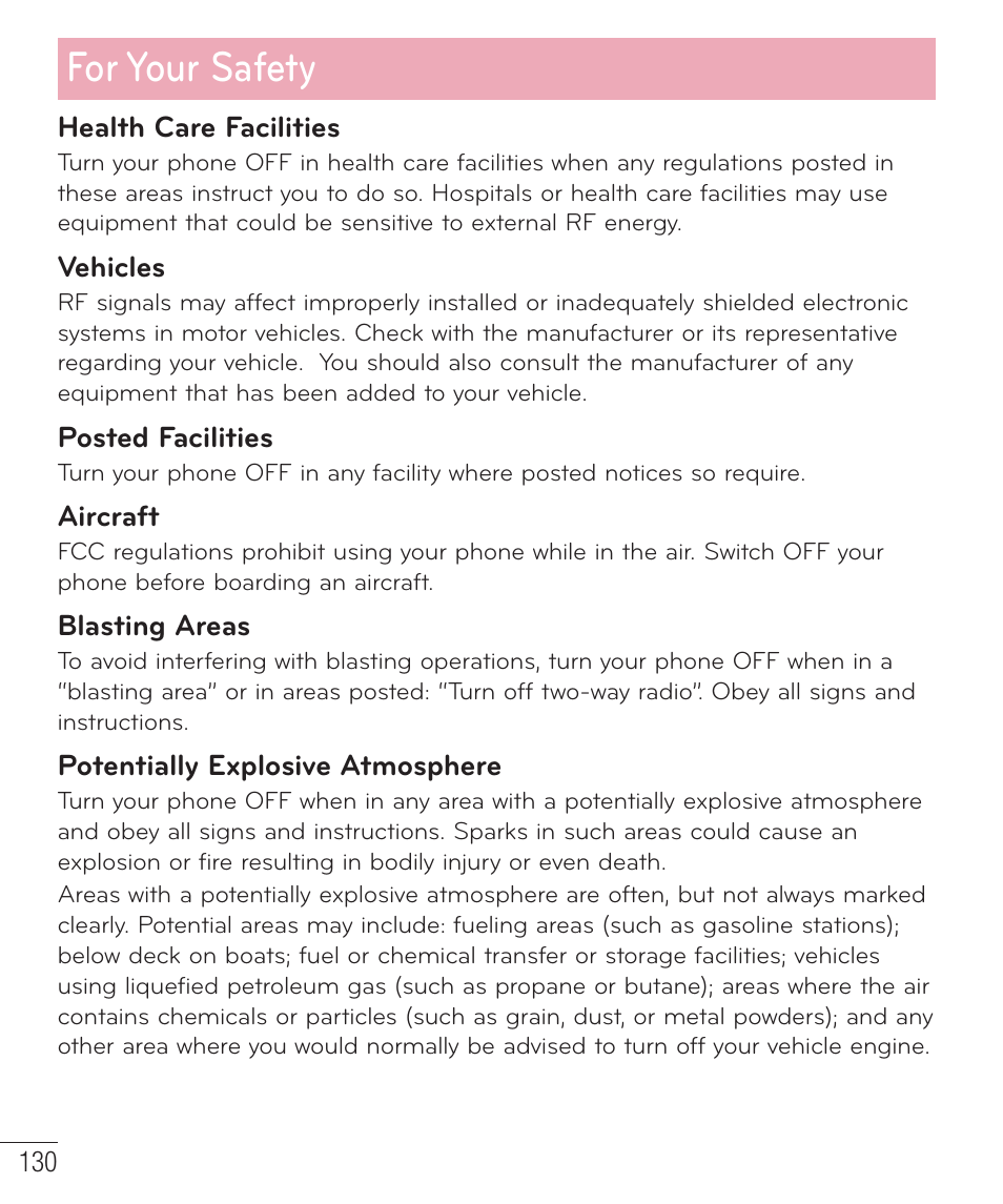For your safety | LG LGD851TN User Manual | Page 131 / 145