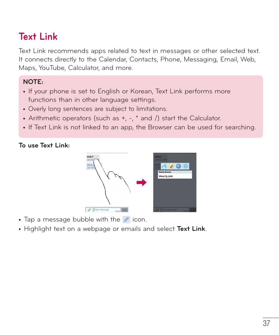 Text link | LG LGD851TN User Manual | Page 38 / 145