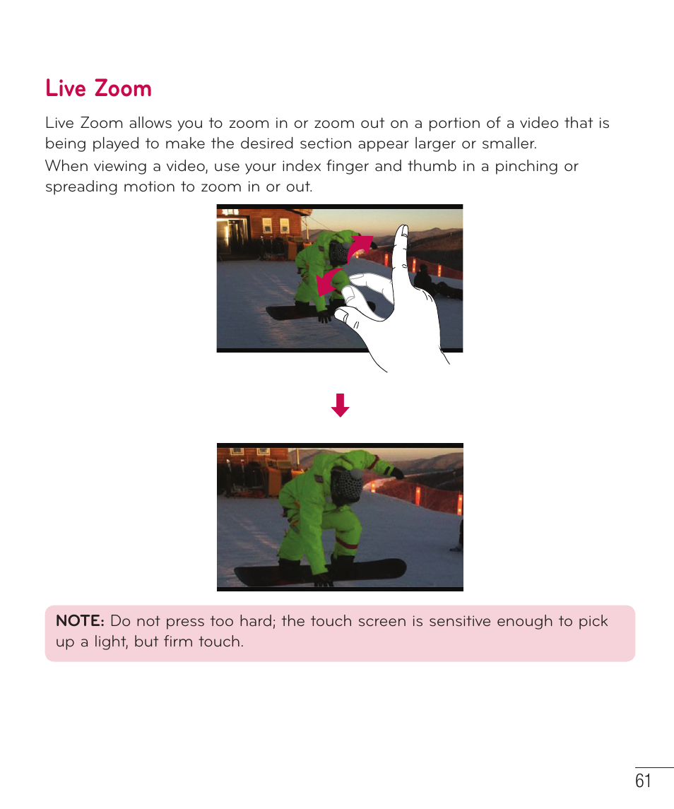 Live zoom | LG LGD851TN User Manual | Page 62 / 145