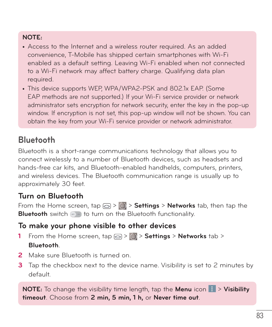 Bluetooth, Turn on bluetooth | LG LGD851TN User Manual | Page 84 / 145