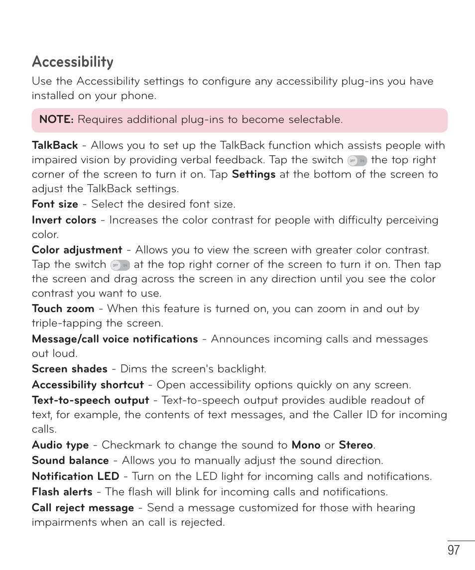 Accessibility | LG LGD851TN User Manual | Page 98 / 145