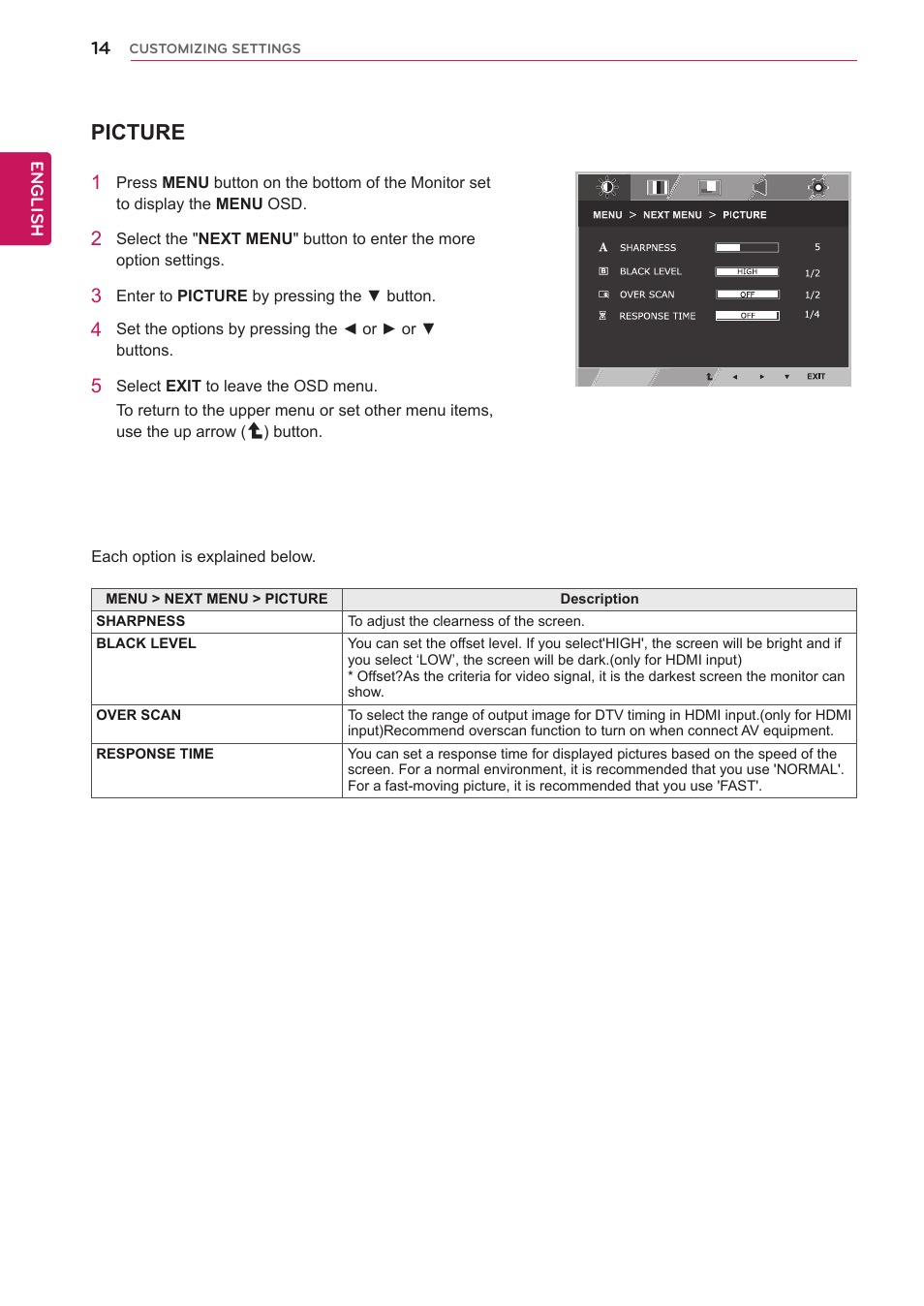 Picture | LG 27EA33V-B User Manual | Page 14 / 28