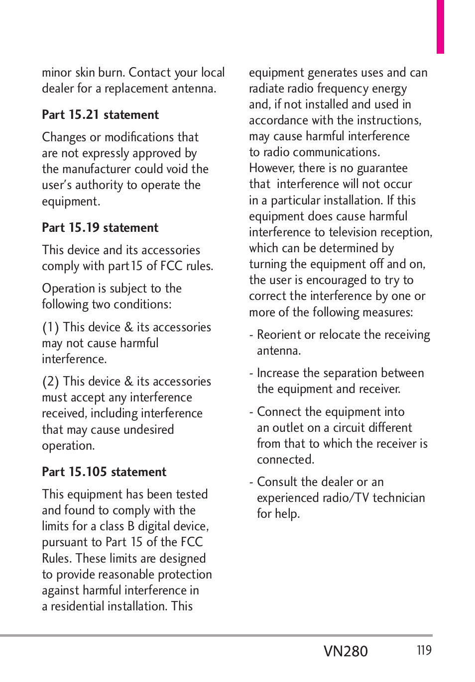 LG VN280 User Manual | Page 121 / 126