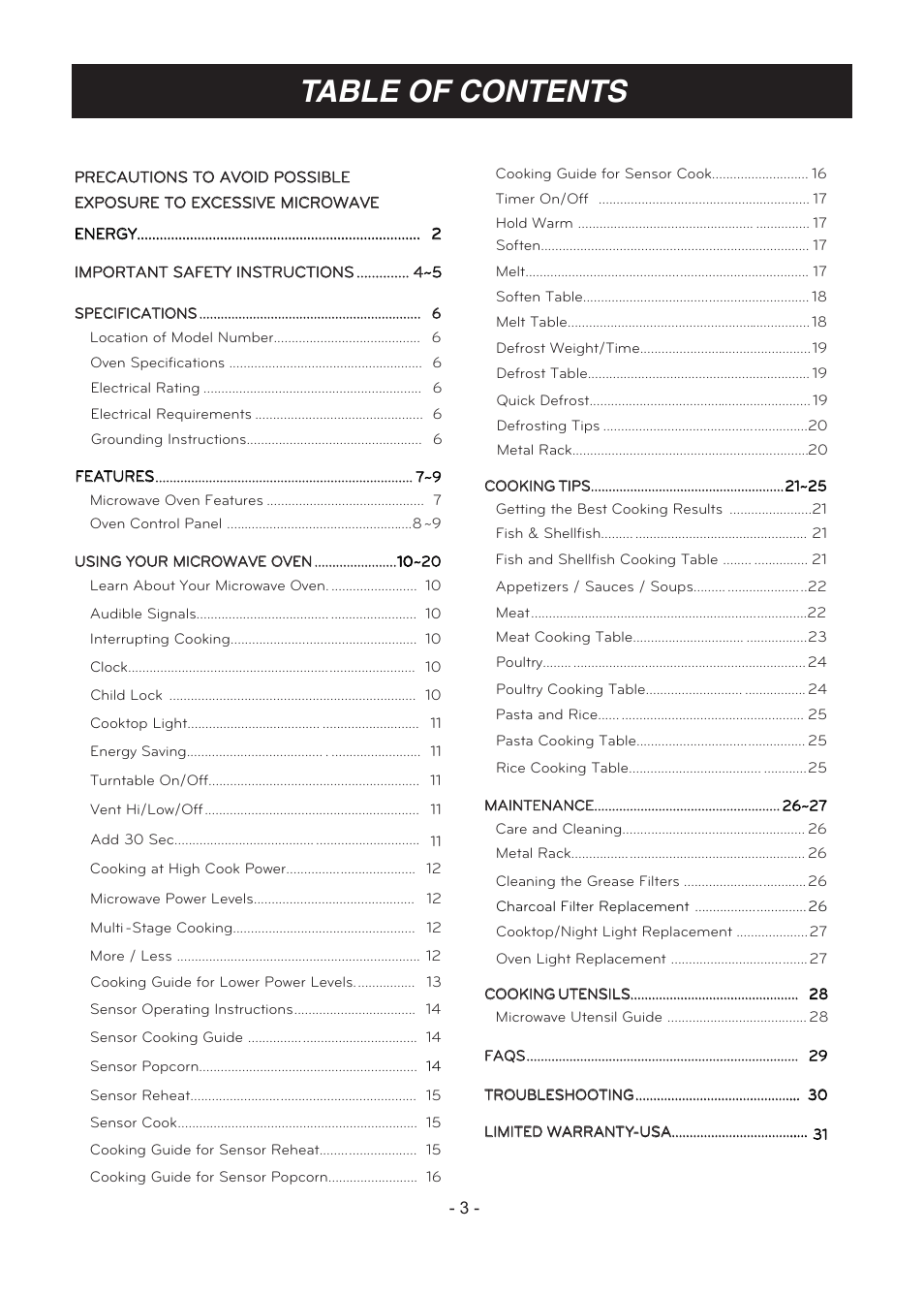 LG LMV1831ST User Manual | Page 3 / 32