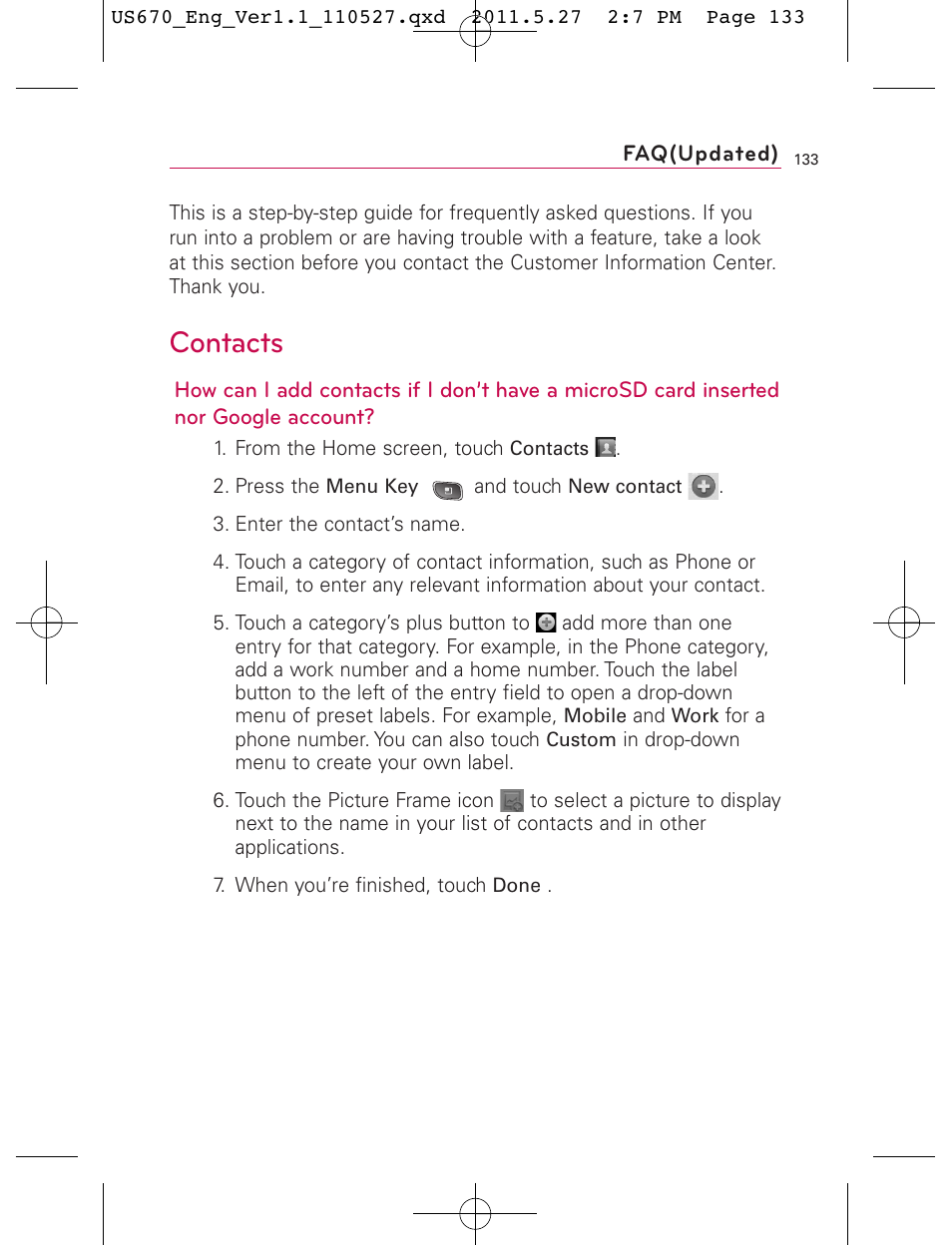 Contacts | LG US670 User Manual | Page 135 / 309