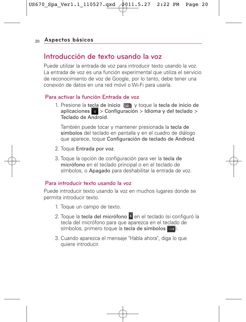 Introducción de texto usando la voz | LG US670 User Manual | Page 170 / 309