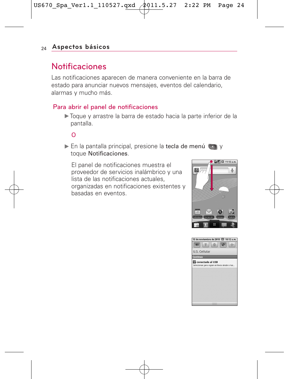 Notificaciones | LG US670 User Manual | Page 174 / 309