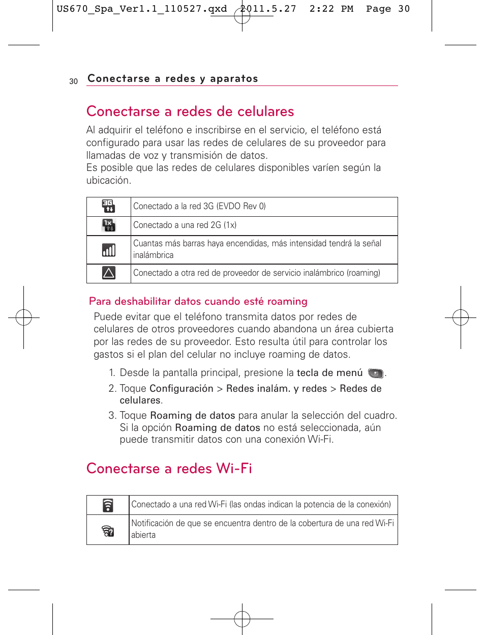 Conectarse a redes de celulares, Conectarse a redes wi-fi | LG US670 User Manual | Page 180 / 309