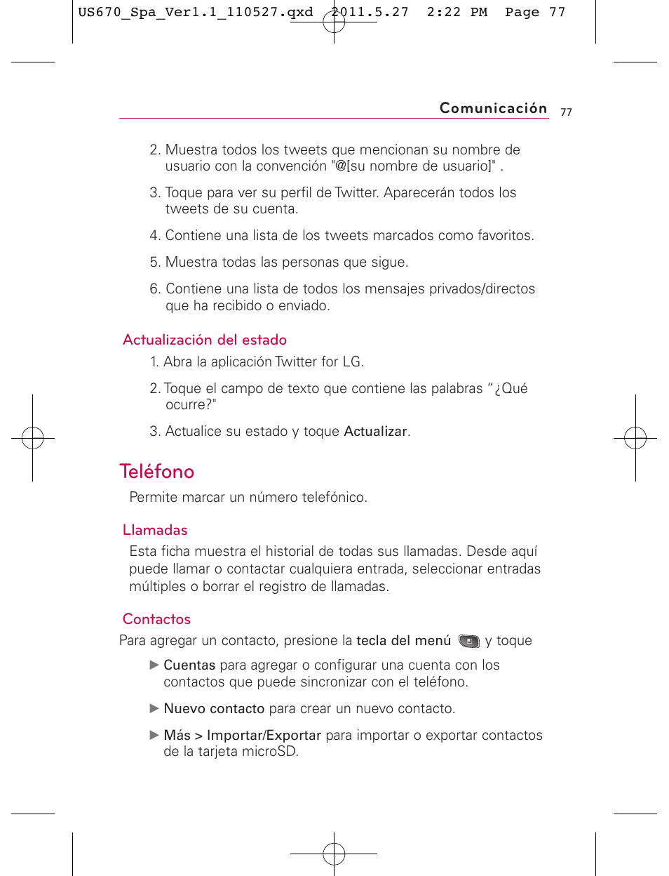 Teléfono | LG US670 User Manual | Page 227 / 309