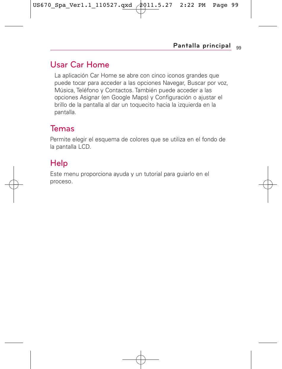 Usar car home, Temas, Help | LG US670 User Manual | Page 249 / 309