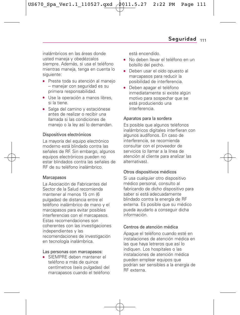 Seguridad | LG US670 User Manual | Page 261 / 309