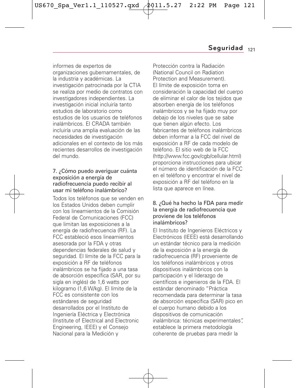 Seguridad | LG US670 User Manual | Page 271 / 309