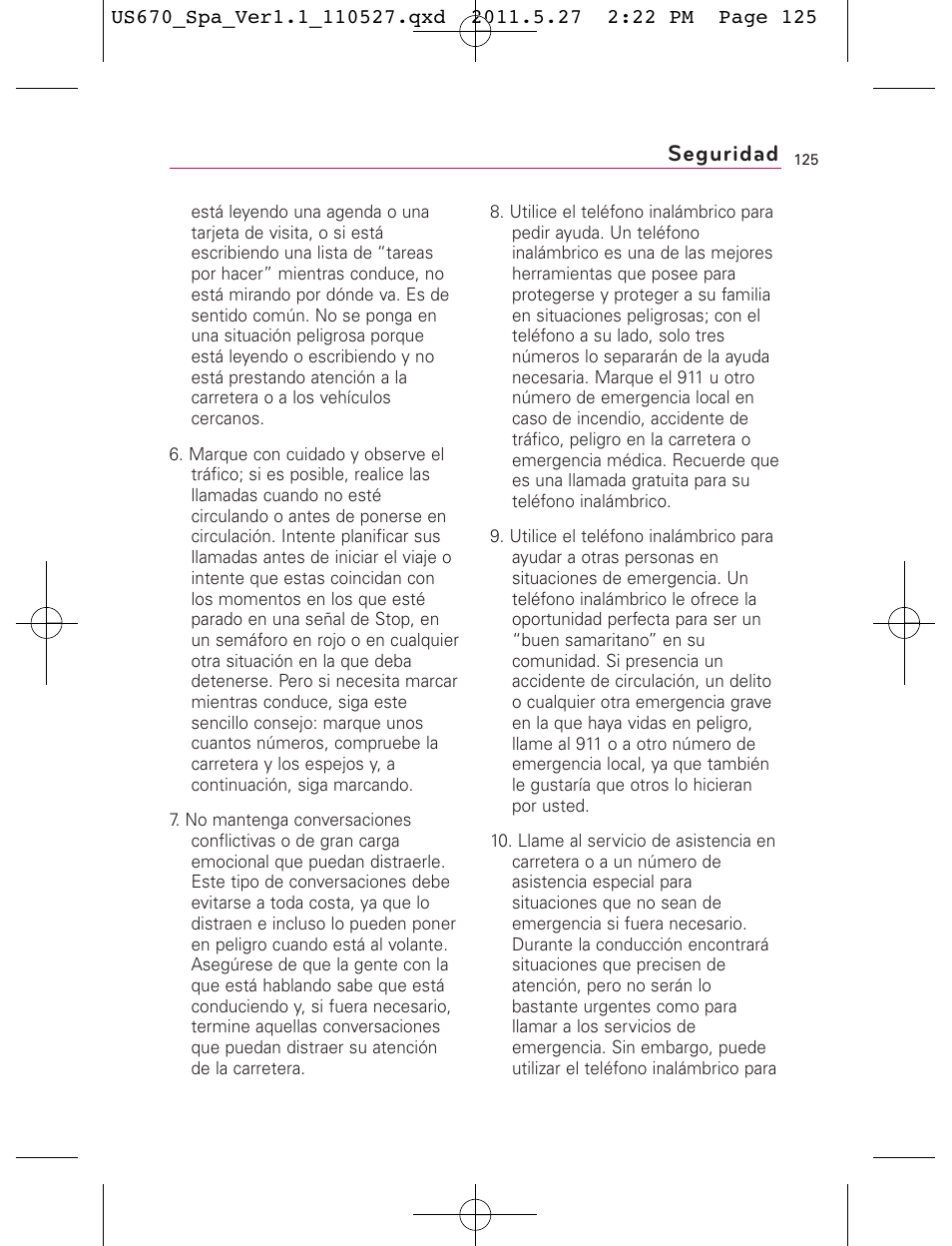 Seguridad | LG US670 User Manual | Page 275 / 309