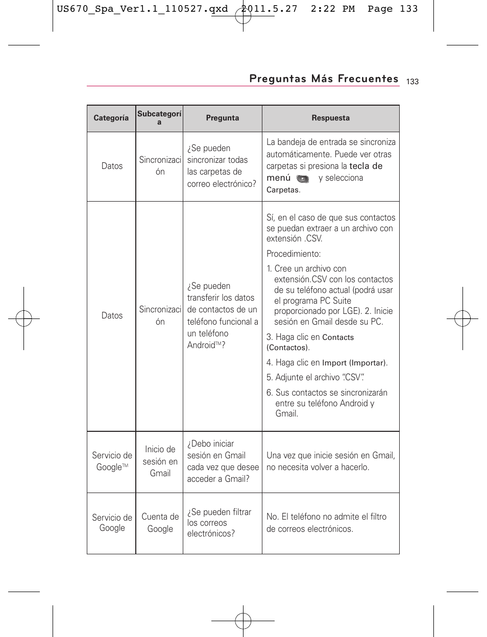 Preguntas más frecuentes | LG US670 User Manual | Page 283 / 309