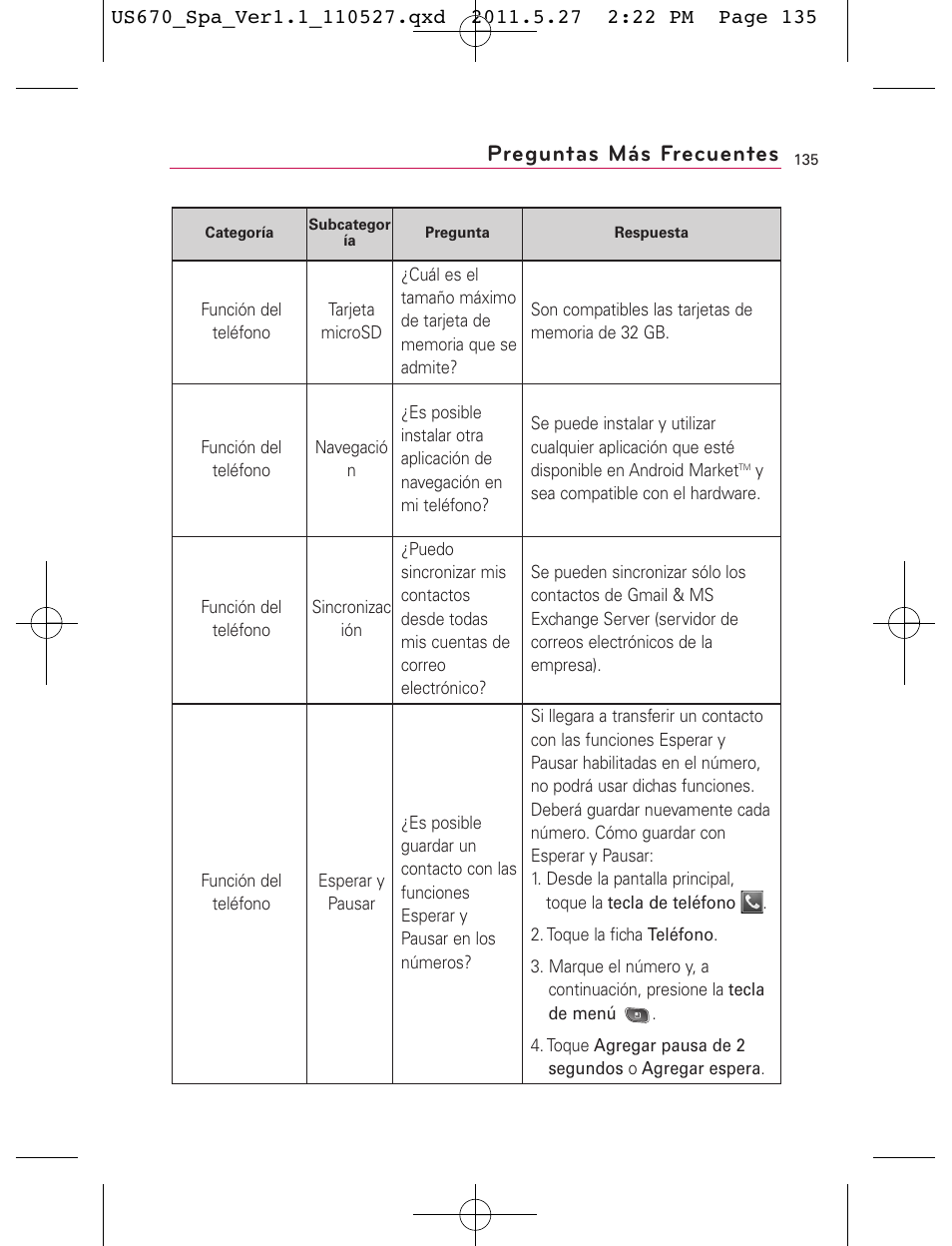 Preguntas más frecuentes | LG US670 User Manual | Page 285 / 309