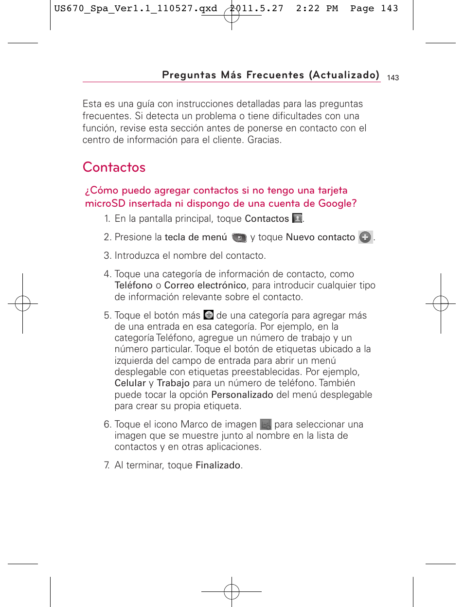 Contactos | LG US670 User Manual | Page 293 / 309