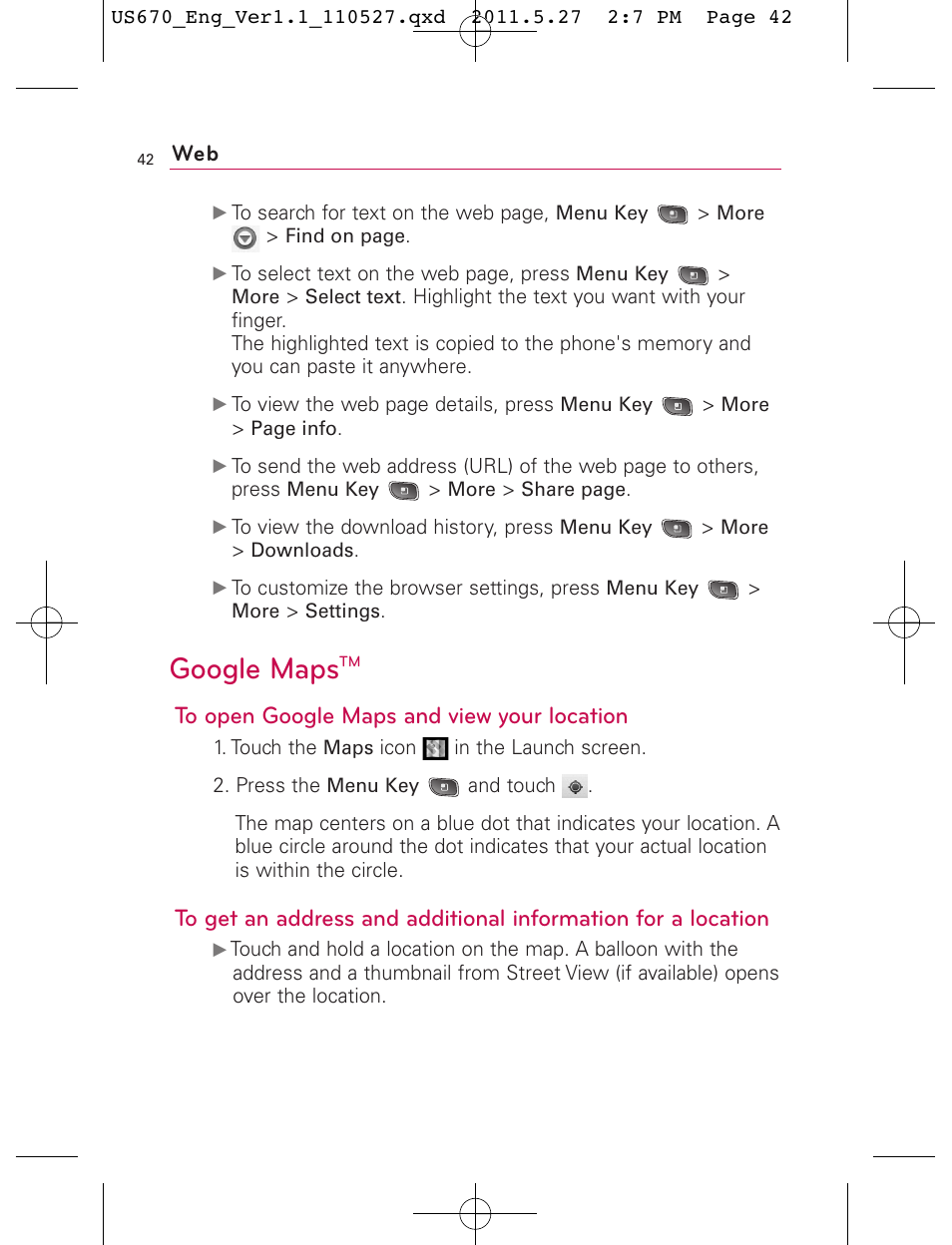 Google maps | LG US670 User Manual | Page 44 / 309