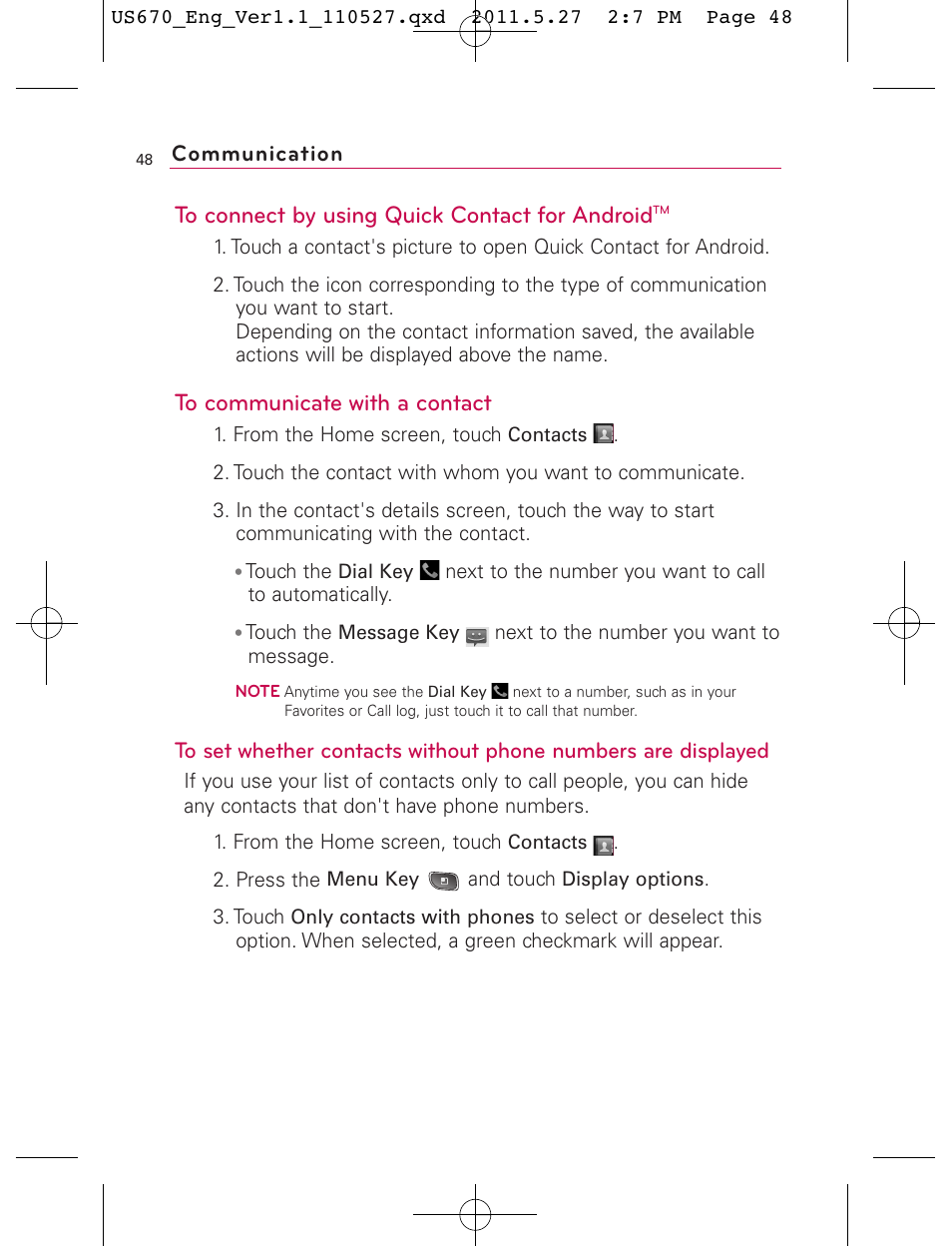 Communication | LG US670 User Manual | Page 50 / 309