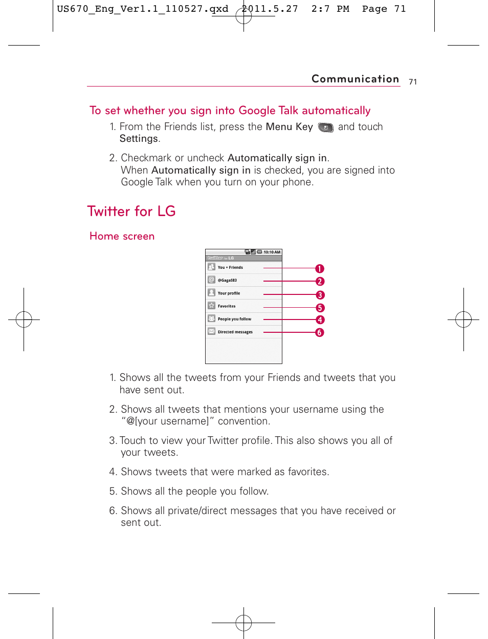 Twitter for lg | LG US670 User Manual | Page 73 / 309