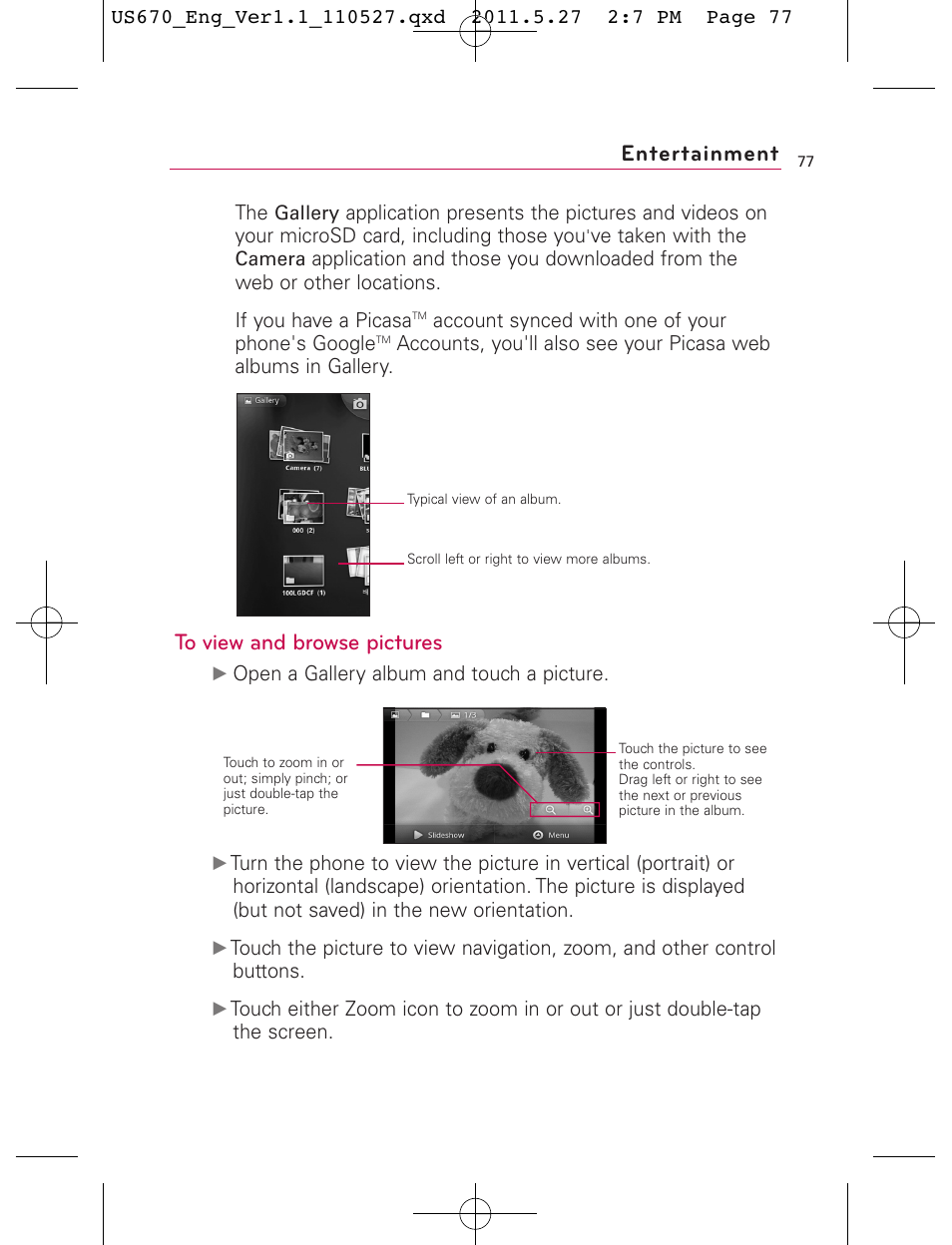 Entertainment | LG US670 User Manual | Page 79 / 309