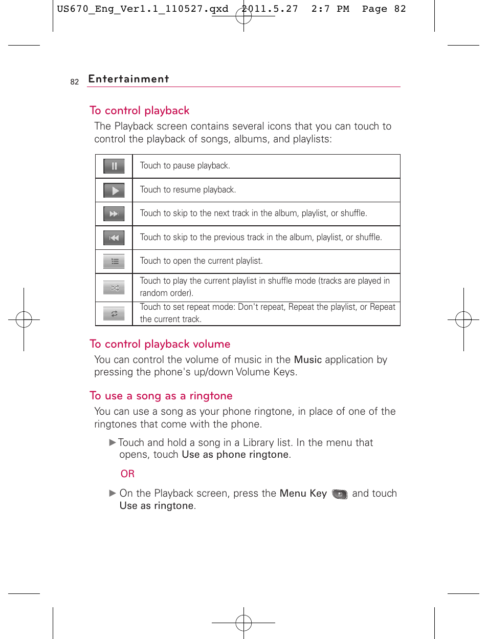 Entertainment | LG US670 User Manual | Page 84 / 309