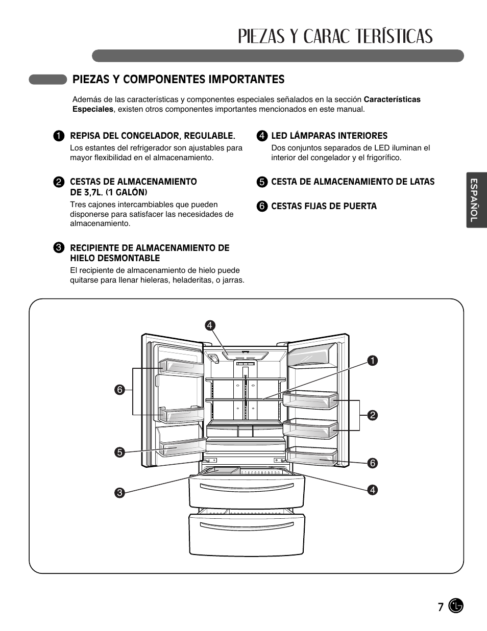 7piezas y componentes importantes | LG LMX28988ST User Manual | Page 111 / 156