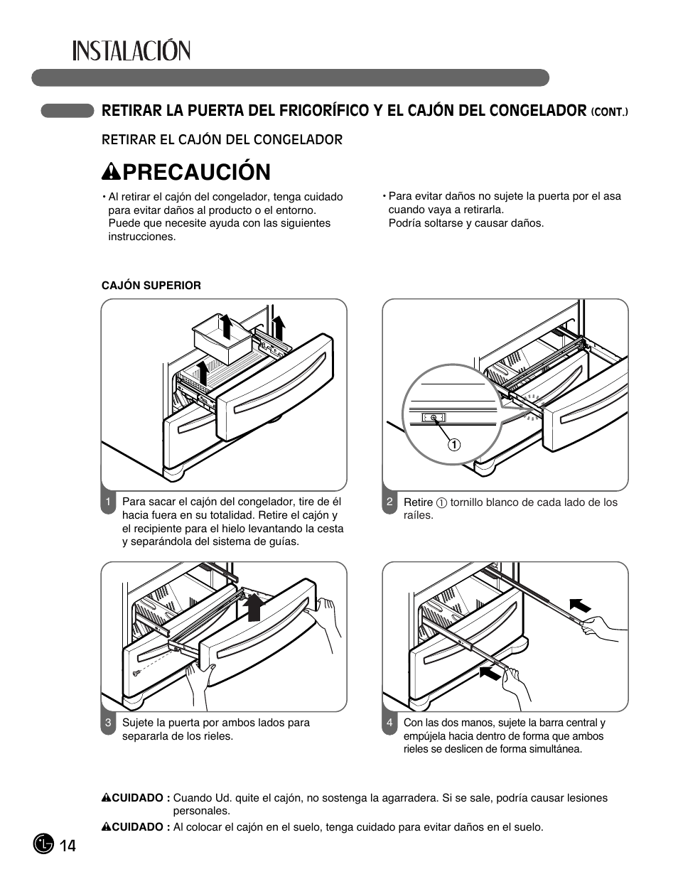 Wprecaución | LG LMX28988ST User Manual | Page 118 / 156