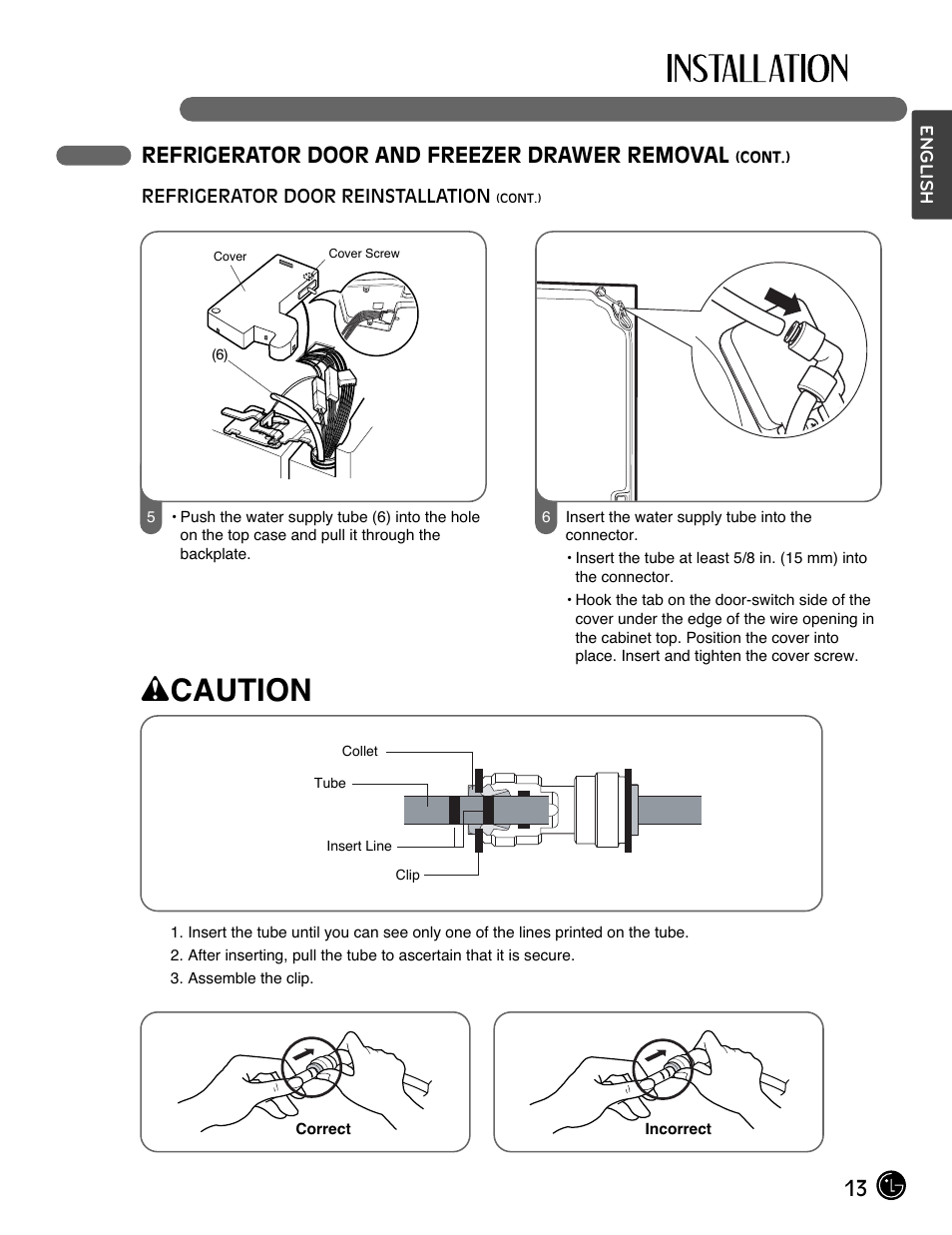 Wcaution, 13 refrigerator door and freezer drawer removal | LG LMX28988ST User Manual | Page 13 / 156