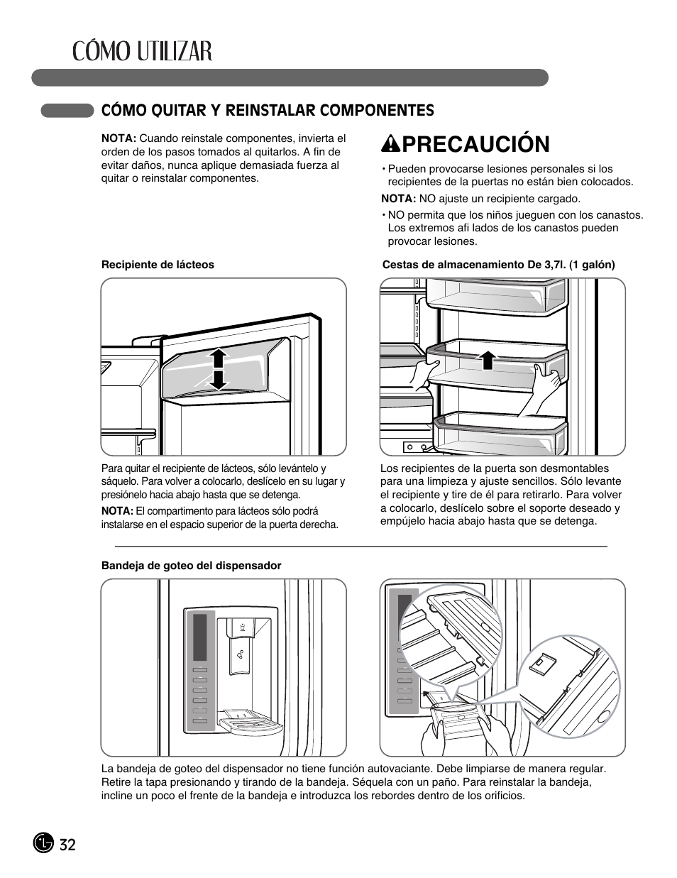 Wprecaución | LG LMX28988ST User Manual | Page 136 / 156