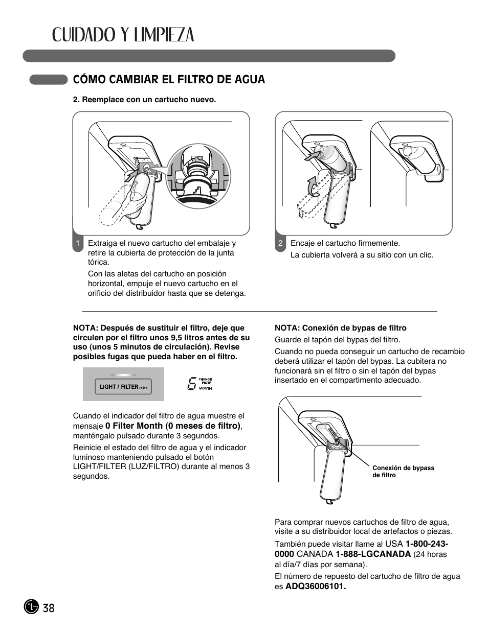 38 cómo cambiar el filtro de agua | LG LMX28988ST User Manual | Page 142 / 156