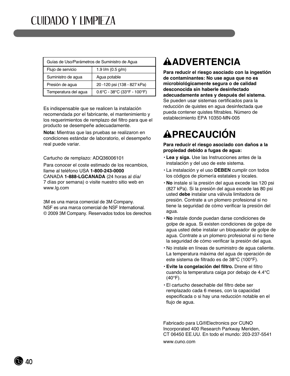 Wadvertencia, Wprecaución | LG LMX28988ST User Manual | Page 144 / 156