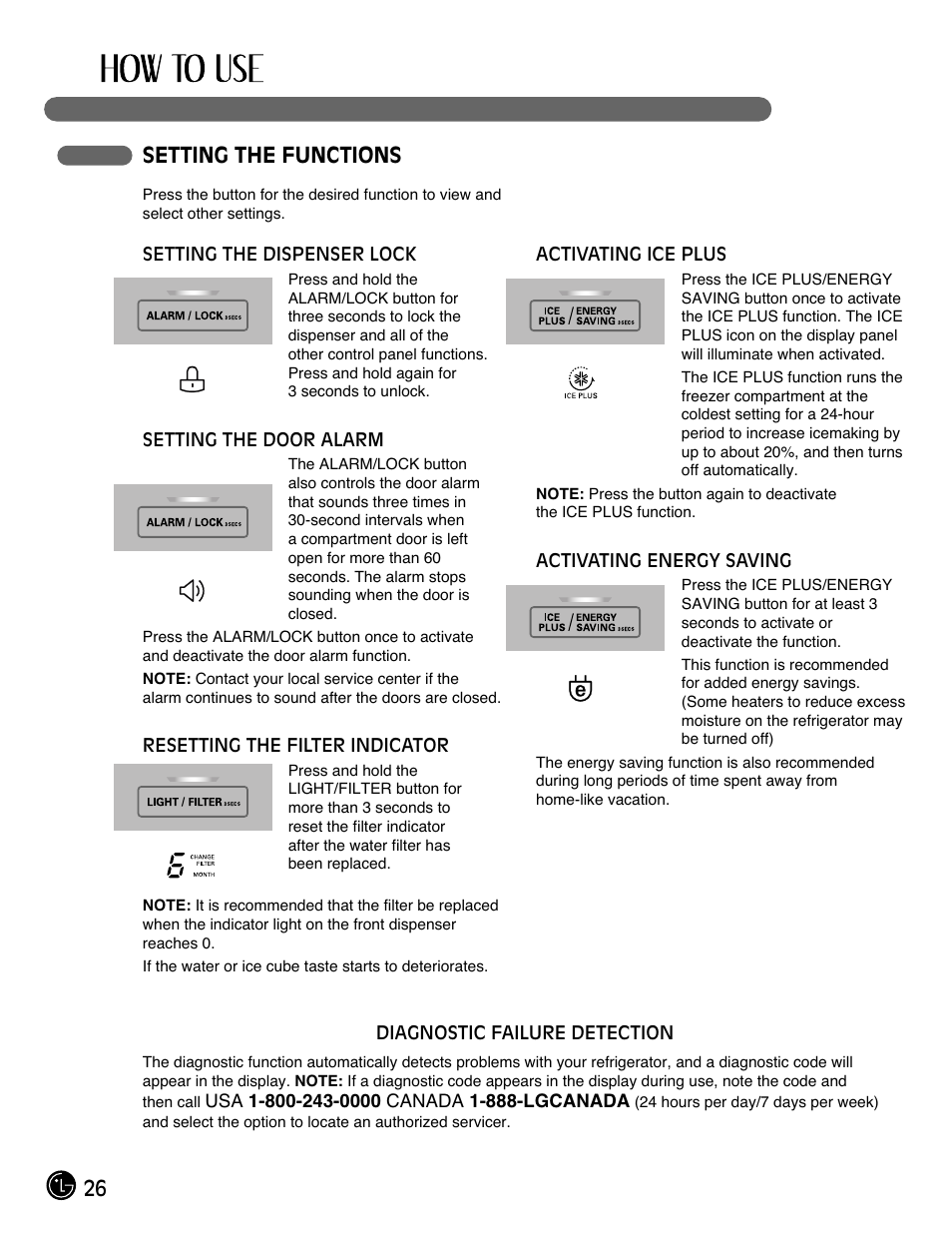 26 setting the functions | LG LMX28988ST User Manual | Page 26 / 156