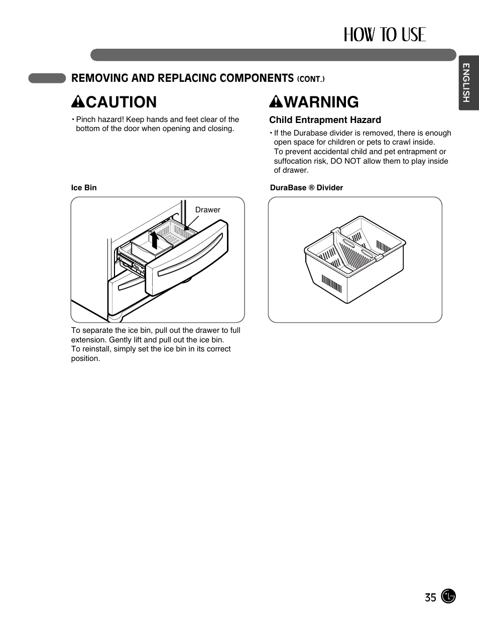 Wcaution, Wwarning | LG LMX28988ST User Manual | Page 35 / 156