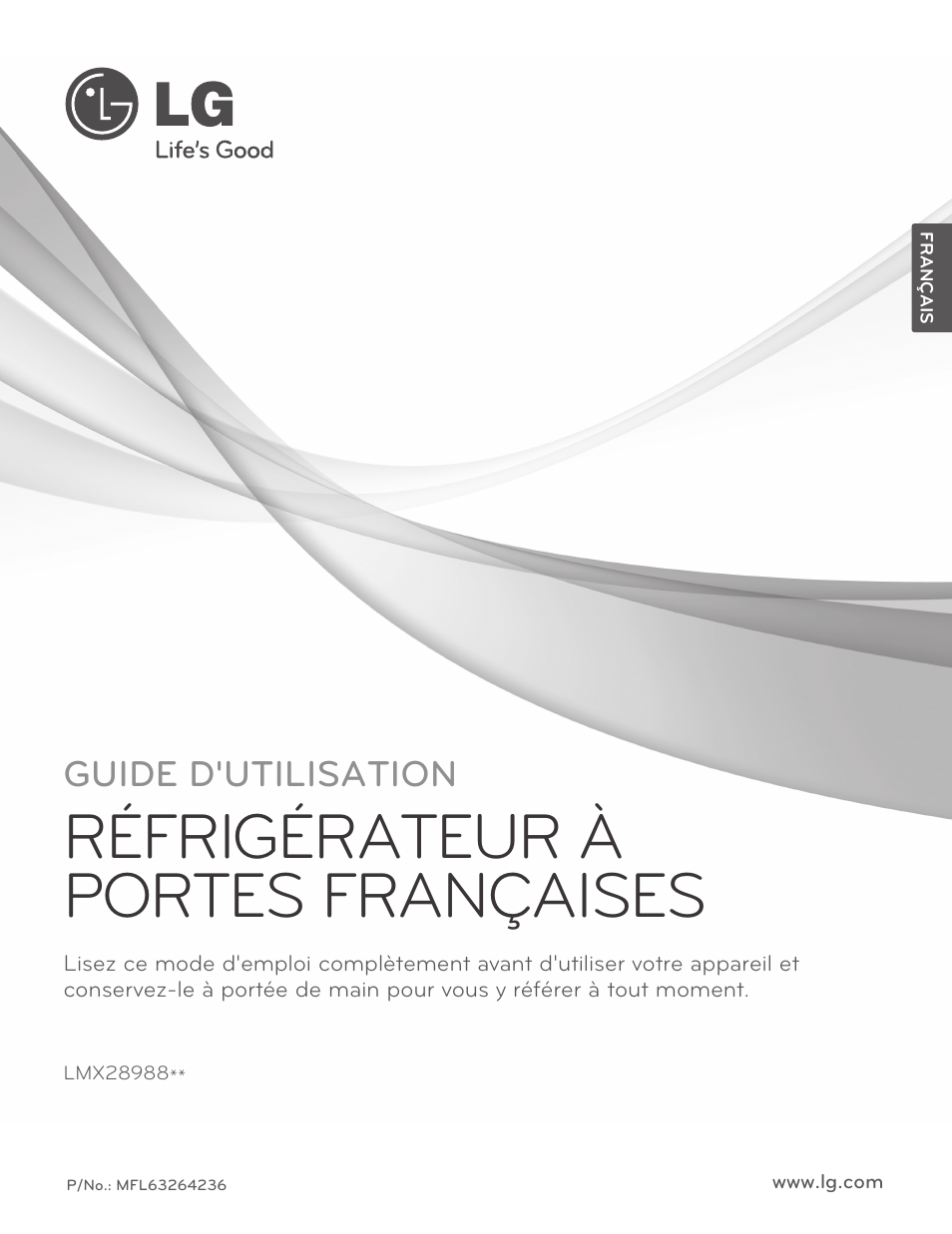 Réfrigérateur à portes françaises, Guide d'utilisation | LG LMX28988ST User Manual | Page 53 / 156