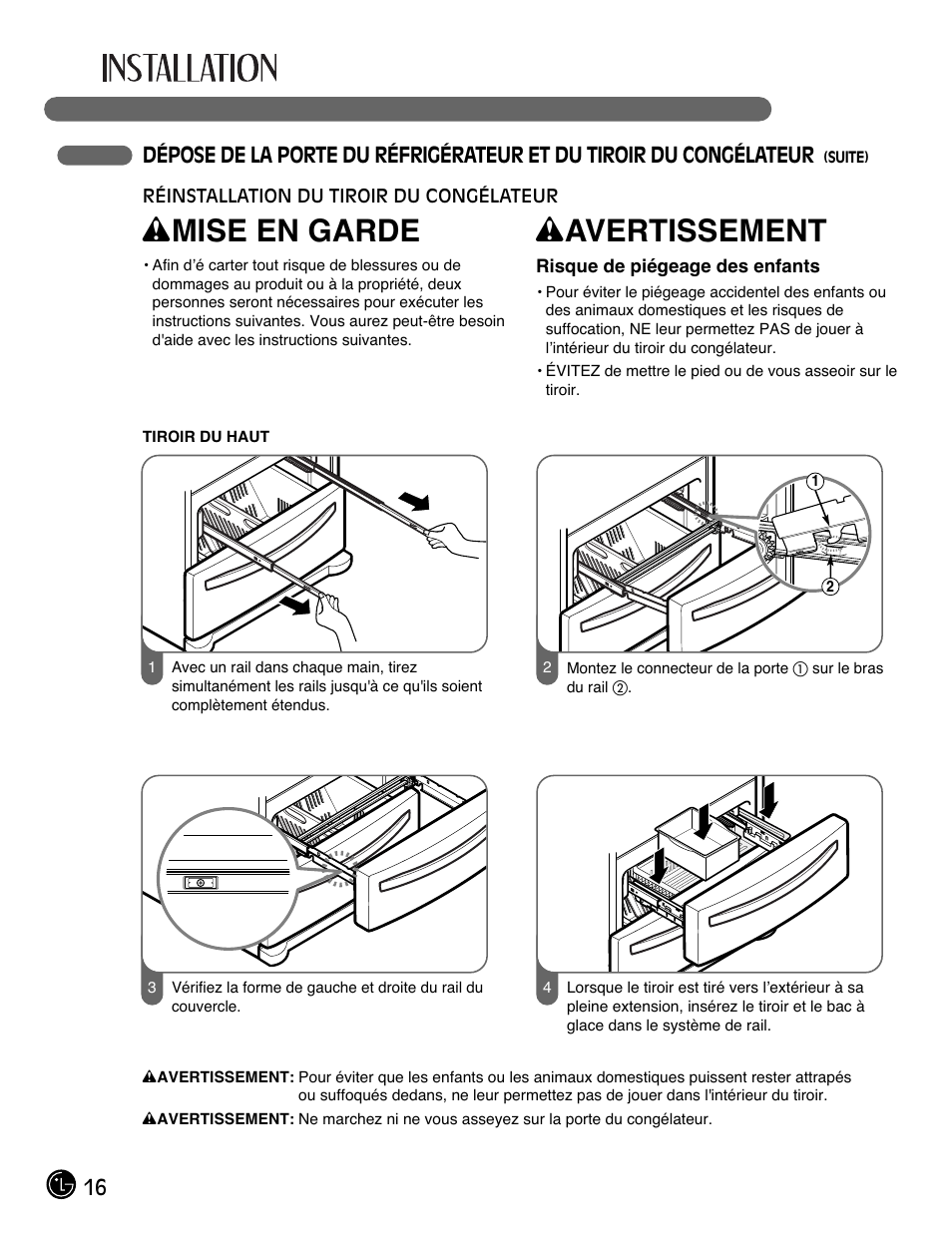 Wmise en garde, Wavertissement | LG LMX28988ST User Manual | Page 68 / 156