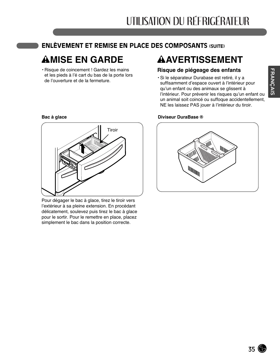 Wmise en garde, Wavertissement | LG LMX28988ST User Manual | Page 87 / 156