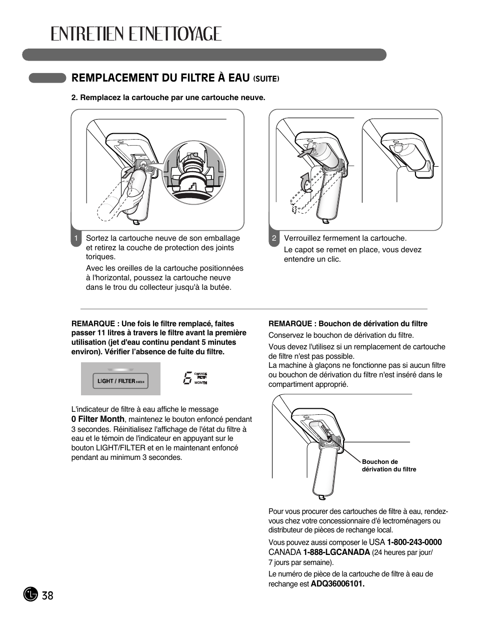 38 remplacement du filtre à eau | LG LMX28988ST User Manual | Page 90 / 156