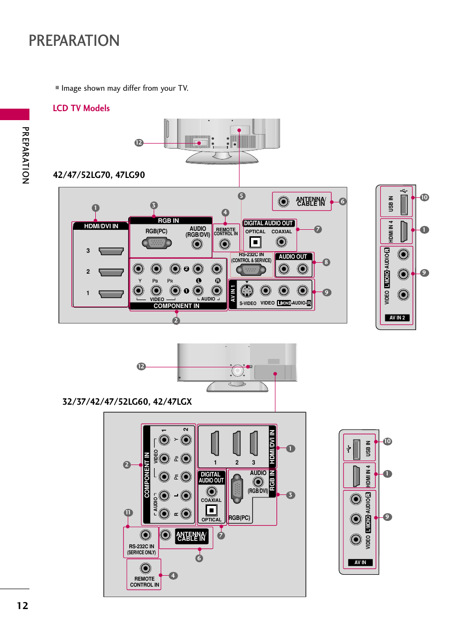 Preparation, Prep ar ation, Image shown may differ from your tv | LG 52LG60-UG User Manual | Page 14 / 152