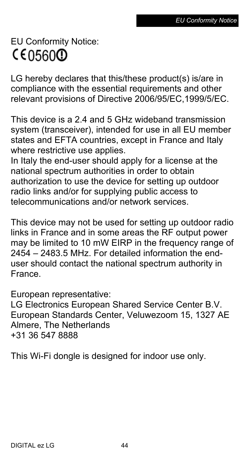 LG AN-WF100 User Manual | Page 9 / 20