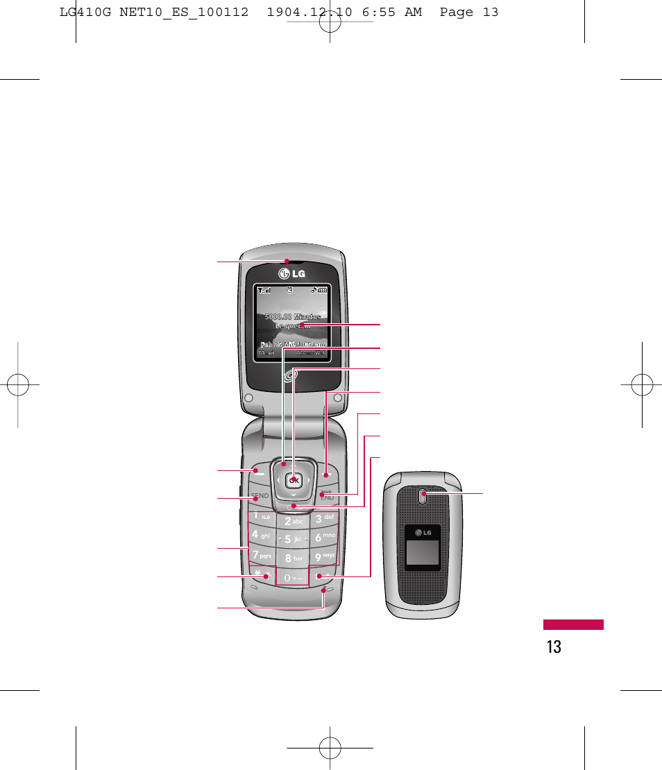 Su teléfono, 13 componentes del teléfono | LG LG410G User Manual | Page 114 / 213