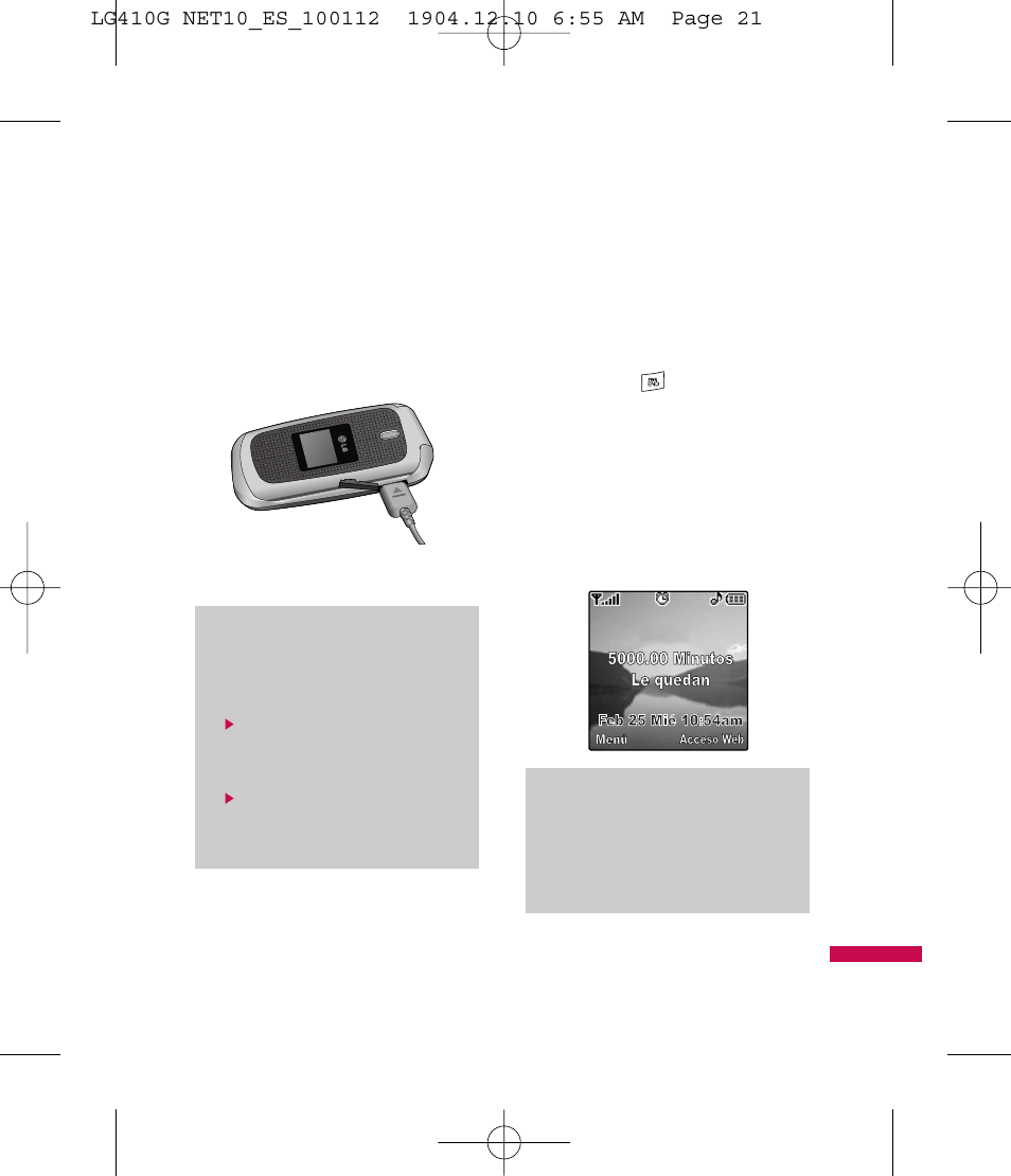 Para empezar, Para encender y apagar el teléfono | LG LG410G User Manual | Page 122 / 213